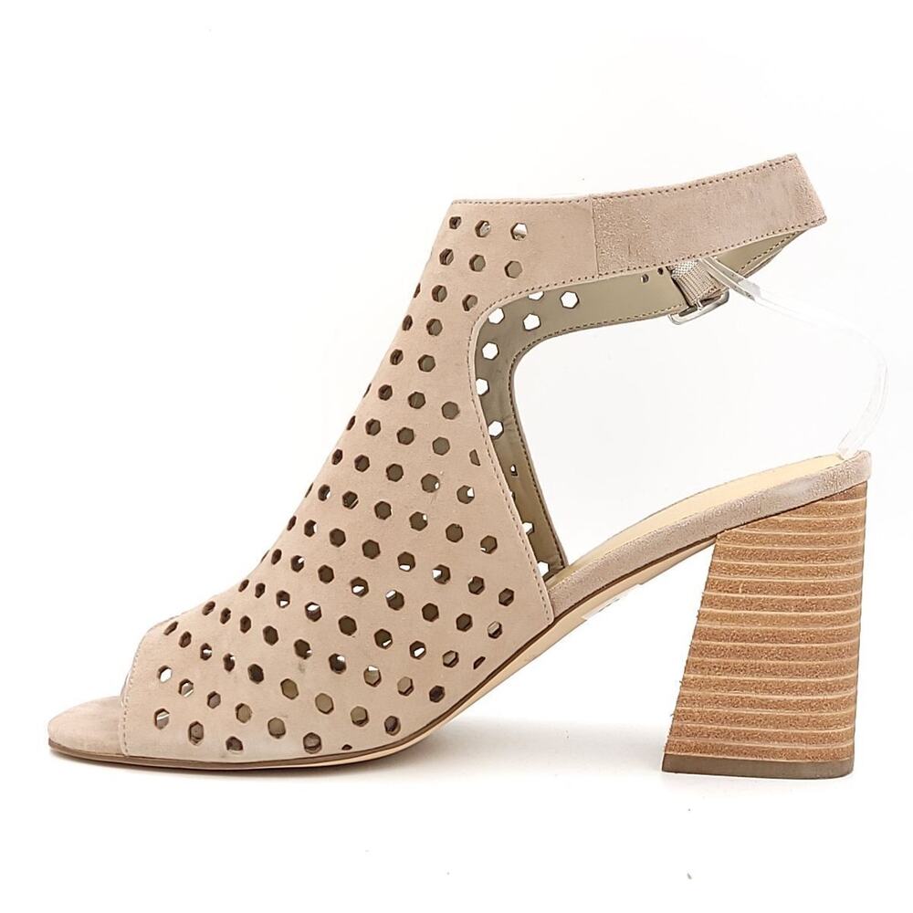 Marc Fisher Women Block Heel Slingback Sandals Berdie Size US 10M Taupe Suede - Picture 5 of 6